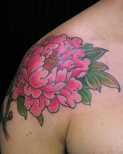 cherry flower tattoo. Peony flower tattoo on my
