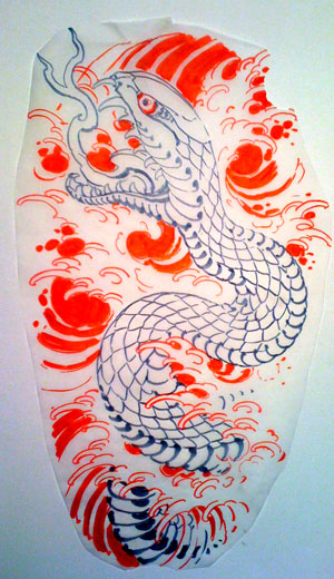 Marker Sketch For A Snake And Water 3 4 Sleeve 300x520px